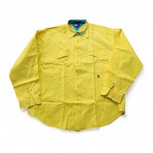 Tommy Hilfiger Vintage 90s Double Pocket Button-up Shirt Solid Yellow Men's XL